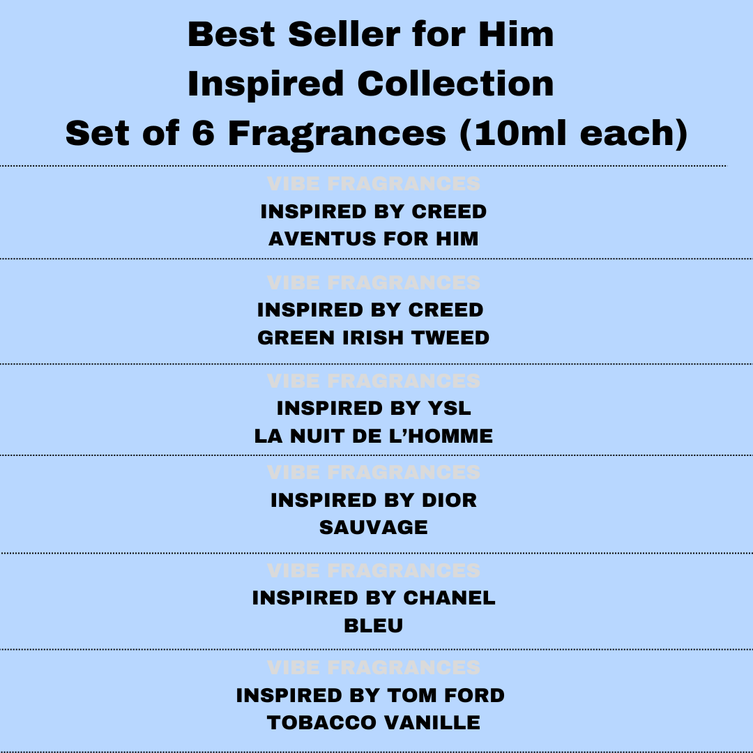 Set of 6 Fragrances Best Sellers Men's Inspired Fragrances