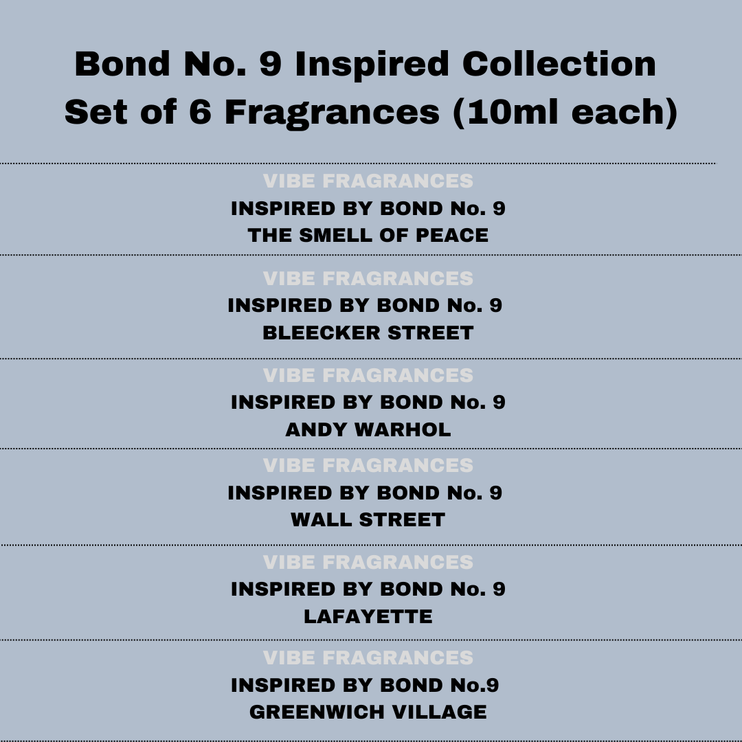 Set of 6 Fragrances Inspired by Bond No.9.